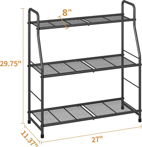 Vista 6 de Simple Trending Soporte para plantas al aire libre e interior, estante de metal impermeable de 3 niveles para sala de estar, balcón y jardín
