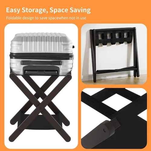 Vista 8 de Heybly HLR010Z1 - Portaequipajes, soporte plegable para maleta con estante de almacenamiento, soporte de equipaje de alta resistencia