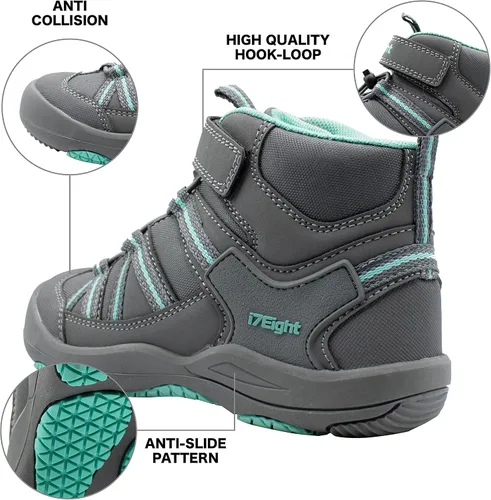 Vista 3 de i78 Botas de cuero sintético para niños y niñas, antideslizantes, ligeras, para exteriores, correr, senderismo, senderismo, senderismo