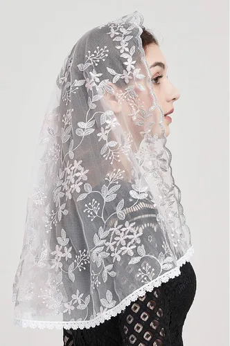 Vista 3 de FANFAN Velos de capilla de encaje de mantilla bordados para mujer Y015
