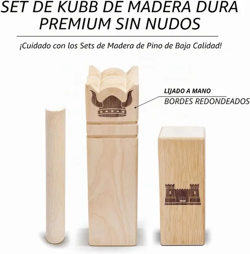 Vista 2 de GoSports Kubb Yard Game Set - Choose Regulation or Backyard - Kuub Viking Chess Outdoor Game