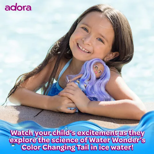 Vista 2 de ADORA Water Wonder - Muñecas de sirena con cola que cambia de color en agua fría, muñeca de bebé de juguete de 7 pulgadas con cintura móvil, regalo