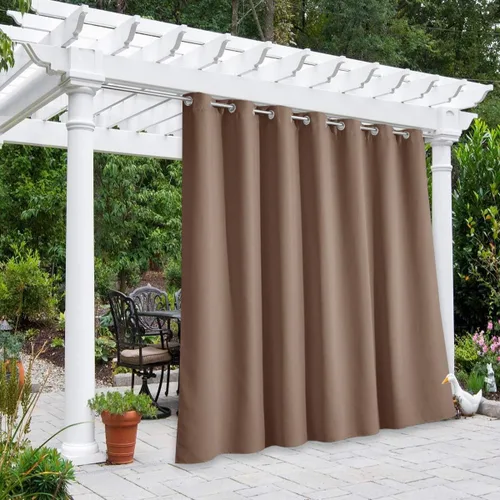 Vista 8 de NICETOWN Cortina para Exteriores para Patio Impermeable de 84 Pulgadas de Ancho, Aislamiento Térmico con Ojales Antioxidantes Bloqueo UV Cortina