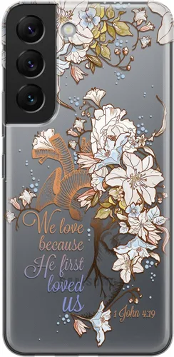 Vista 3 de Funda para teléfono compatible con Samsung Galaxy S25 S24 S23 Ultra S22 Plus S21 FE S20 Note 20 Funda transparente Escritura versículo bíblico We