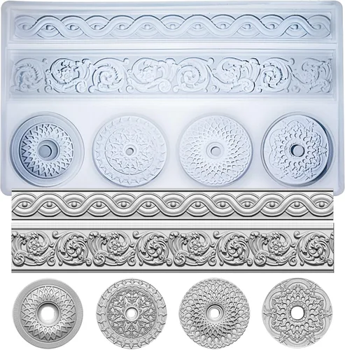 Vista 13 de Moldes de arte para arcilla polimérica, arcilla que se seca al aire, yeso, resina epoxi, fondant, decoración de pasteles, 3 molduras decorativas