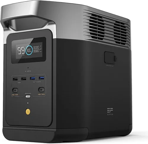 EF ECOFLOW - Estación de energía portátil DELTA 2, batería de 1024 Wh LiFePO4 (LFP), salida de 1800 W AC/100 W USB-C, panel solar opcional, para