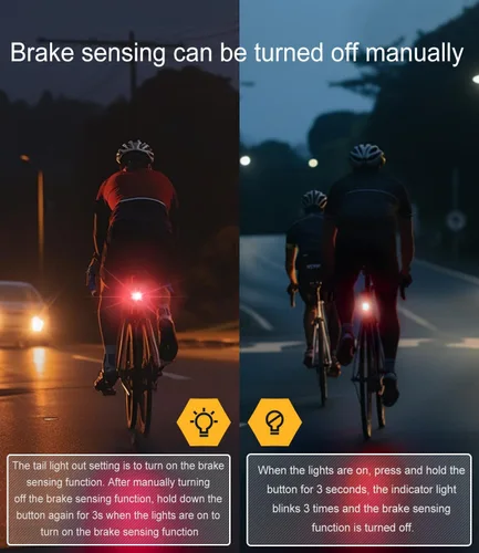 Vista 8 de TOWILD TL03 - Luz trasera para bicicleta, luces traseras de bicicleta con detección de freno inteligente, cable tipo C, impermeable, luces traseras