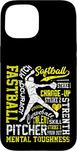 Vista 6 de Distressed Look Softball Pitcher Best Traits for Teen Girls Case for iPhone 17