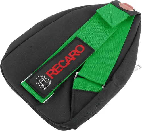 Vista 4 de BRIDE - Mochila cruzada de pecho RECARO con hombro verde, Negro