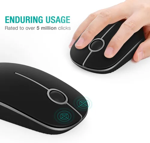 Vista 7 de VssoPlor Ratón inalámbrico, 2.4G Slim Portable Computer Ratones con Nano Receptor para Notebook, PC, Laptop, Computadora (negro y dorado)