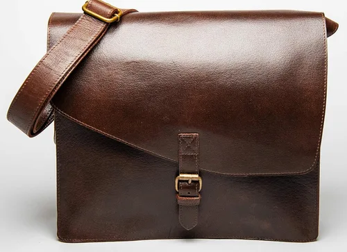 Vista 2 de HIDES Bolso bandolera de cuero de grano completo para computadora portátil, bandolera de viaje