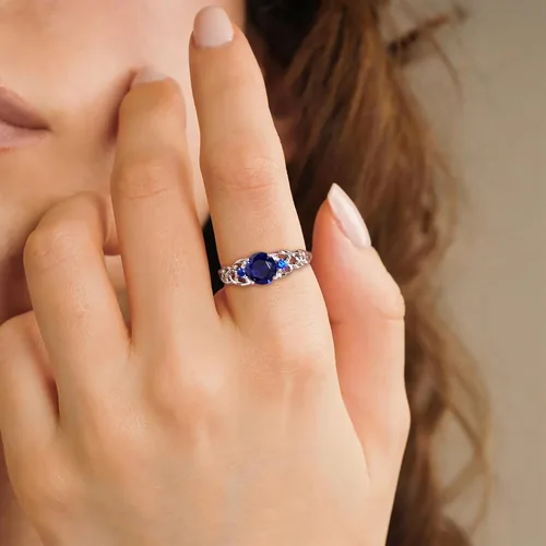 Vista 3 de STARCHENIE Anillo de nudo celta para mujer, plata de ley 925, anillo de promesa de 3 piedras, tamaño 5-10