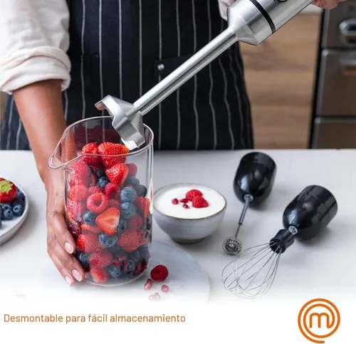 Vista 5 de MasterChef Batidora de Inmersión de Mano con Batidor Eléctrico y Accesorios de Espumador de Leche, Batidora de Mano de Acero Inoxidable para Hacer