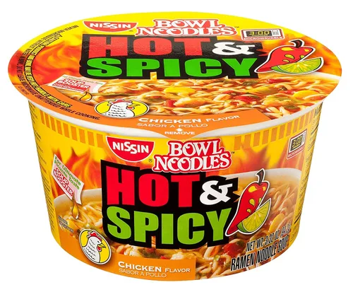 Vista 3 de Nissin Cup - Taza instantánea para sopa de fideos, 16 unidades, 4 cuencos de pollo picantes y calientes, 4 tazas de pollo, 4 cuencos de pollo Ramen