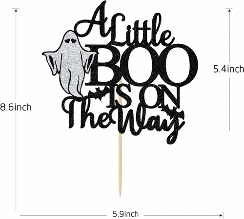 Vista 2 de A Little Boo is on The Way - Decoración para tartas de Halloween, baby shower, Little Boo, decoraciones temáticas de Halloween para fiestas de baby