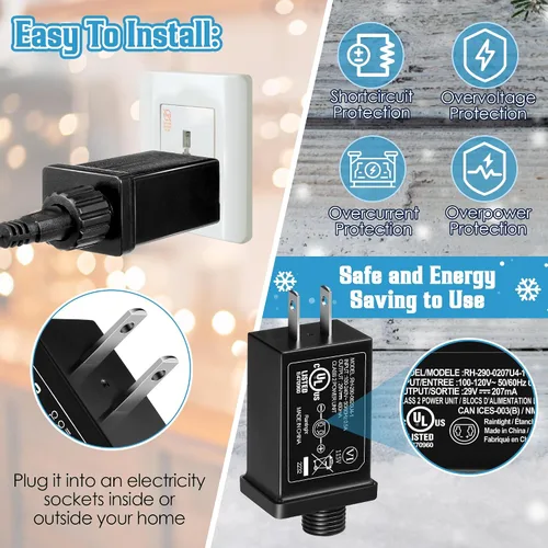 Vista 10 de Feekoon 1 paquete de fuente de alimentación LED clase 2 29 V 6 W transformador, adaptador de enchufe impermeable IP44 de EE. UU., controlador LED