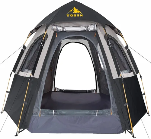 Vista 11 de Tienda de campaña Toogh con configuración instantánea, tienda impermeable para 2/3 personas, fácil y rápida de montar en 60 segundos con toldo