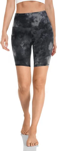 Vista 2 de HeyNuts Pantalones cortos de ciclismo esenciales con bolsillos laterales para mujer, pantalones cortos de compresión de cintura alta para yoga, 4