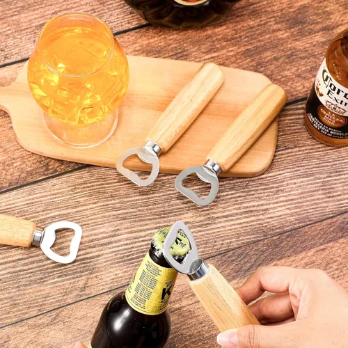Vista 7 de Lounsweer Abrebotellas de vino de madera, 30 piezas, abridor de botellas de acero inoxidable, de mano, resistente, abrebotellas, sidra, grabado
