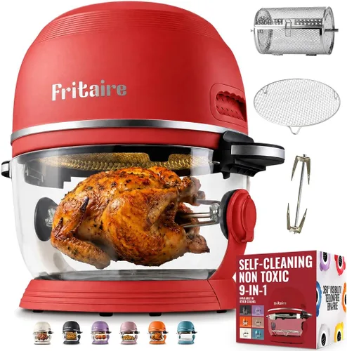 Vista 8 de Fritaire Freidora de aire de vidrio no tóxica, 9 en 1 Pro, asador Negro