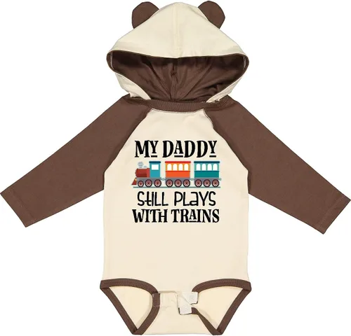 Vista 11 de inktastic Daddy Still Plays with Trains Long Sleeve Creeper