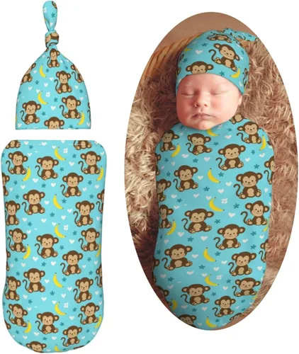 Vista 14 de Manta de bebé para recién nacido con gorro, saco de dormir suave para bebé, elástico y ajustable, mantas para recibir