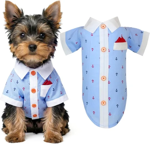 Vista 60 de Parisian Pet Camisa para perro de Amazonia - Ropa de algodón para perros pequeños - Elegante traje tropical para perros - Ropa ligera y suave