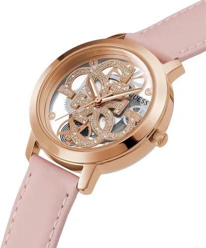 Vista 4 de GUESS Reloj de 1.417 in para mujer - Pulsera rosa esfera de oro rosa caja en tono oro rosa, Rosado, Classic