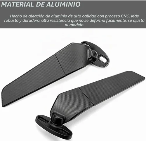 Vista 6 de Espejos de motocicleta de carreras, ala aerodinámica modificada, espejos laterales giratorios ajustables con amplio ángulo de visión para Honda