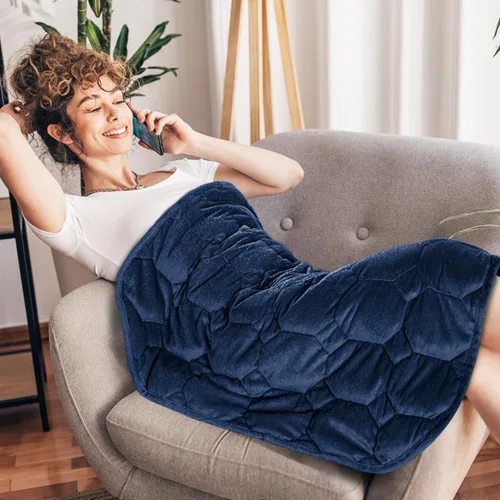 Vista 30 de Topblan - Manta pesada para adultos de 12 libras, suaves y cómodas mantas de forro polar con sherpa lanudo, manta pesada de jacquard elegante