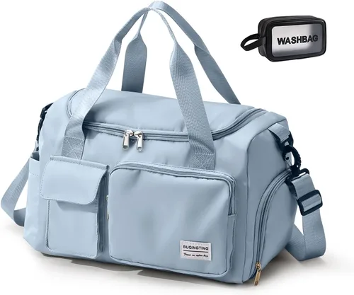Vista 63 de Bolsa de Gimnasio Pequeña para Mujer, Bolsa de Lona de Viaje, Bolsa de Fin de Semana con Compartimento para Zapatos