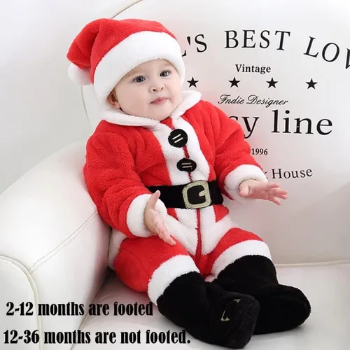 Vista 6 de OLLULL Disfraces de Papá Noel para bebé, 4 piezas, unisex, trajes de Navidad para niñas (2-6 meses)