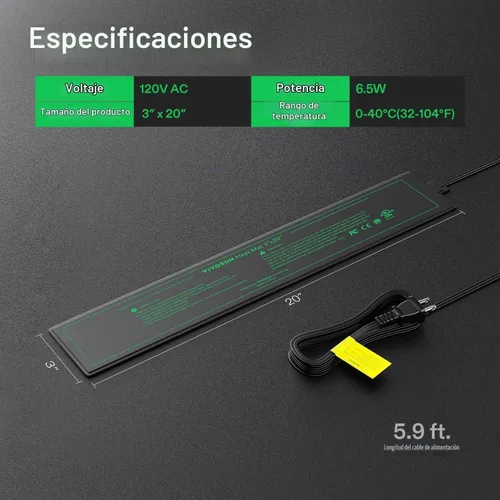 Vista 7 de Alfombrilla de calor Vivosun durable impermeable. Almohadilla de calefacción cálido hidropónico.