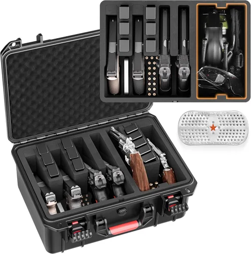 Vista 11 de Kinghardcase Estuches para armas de mano, 5 estuches para pistolas y 21 cargadores Estuches para pistolas precortados con múltiples pistolas a