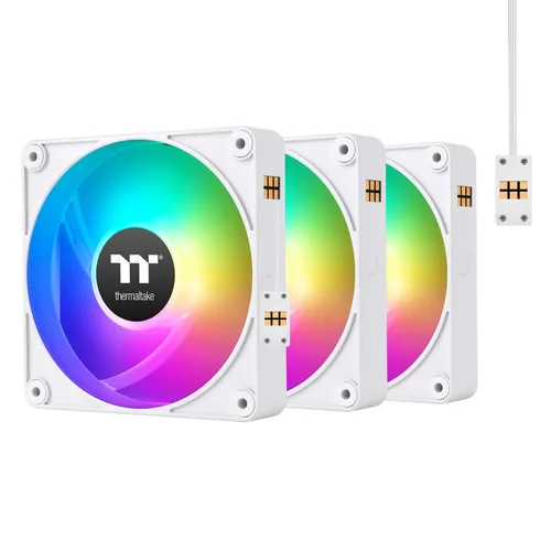 Vista 10 de Thermaltake CT120 EX ARGB Reverse Ventilador de enfriamiento de PC (paquete de 3 ventiladores), conexión magnética, sincronización con placa base
