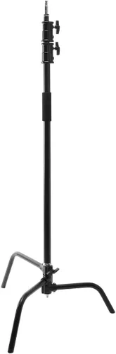 Vista 7 de Flashpoint Kit de soporte de luz C de 10.5 pies sobre base de tortuga con columna elevadora cargada por resorte de dos niveles, brazo de agarre