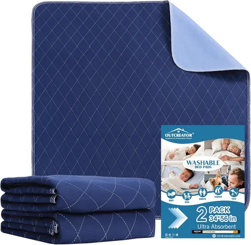 Vista 32 de OUTCREATOR® Almohadillas de cama lavables de 34" x 56" (paquete de 2), protector de colchón para incontinencia, almohadillas impermeables