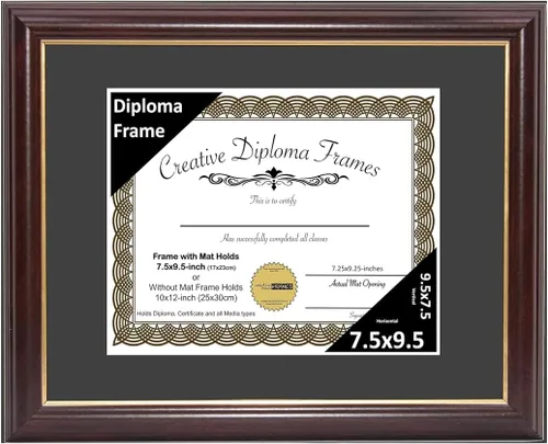 Vista 66 de Creative Picture Frames Marco para Diploma de Caoba con Borde Dorado de 12x16 pulgadas con Vidrio y Paspartú Negro y Colgadores de Pared Instalados