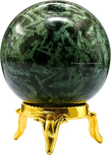 Vista 22 de Amazing Gemstone Bola de cristal de Amazonita con soporte, bolas de meditación de esfera de cristal de 2 pulgadas para brujería y bolas decorativas