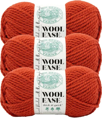 Vista 51 de Lion Brand Yarn - Ovillo de lana Wool-Ease Thick & Quick color fuerza aérea Super Bulky Wool Acrylic Blend Fiber for Soft Hats, Sweaters, Chunky