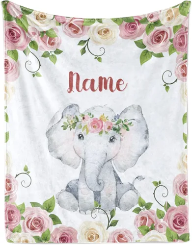 Vista 13 de KAINSY Manta personalizada de animales para niños y niñas, safari en la selva, manta con nombre personalizado para cama de cuarto de bebé