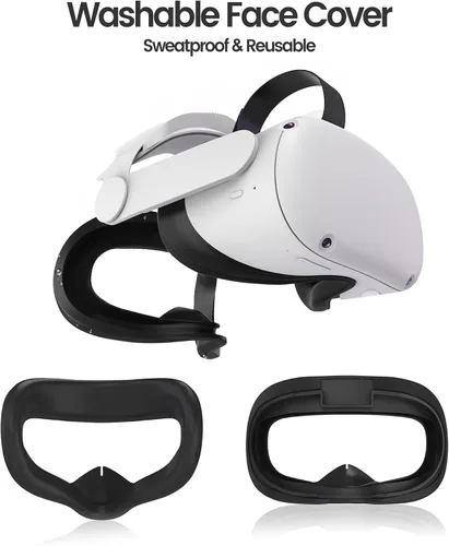 Vista 6 de Protective Cover Compatible with Oculus Quest 2 Accessories, Silicone Controller Grip Cover Protector, Soft Shell Skin with Face Cover and Lens