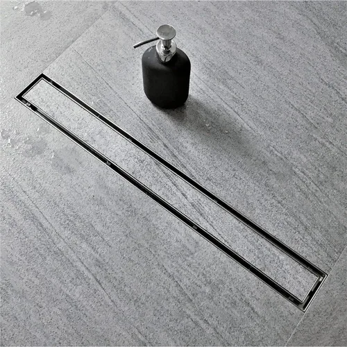Vista 3 de Neodrain Drenaje de ducha lineal de 18 pulgadas con rejilla de inserción de azulejos, desagüe de suelo de ducha rectangular de acero inoxidable
