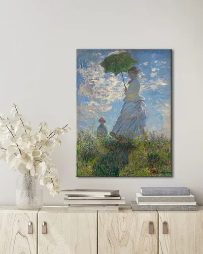 Vista 5 de Wieco Art Mujer con un parasol Madame Monet y su hijo Impresiones en lienzo Arte de pared de Claude Monet famosas pinturas al óleo clásicas