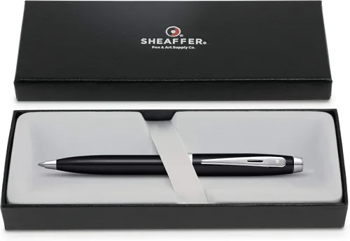 Vista 3 de Sheaffer 100 Bolígrafo de laca negra brillante con ribete cromado pulido