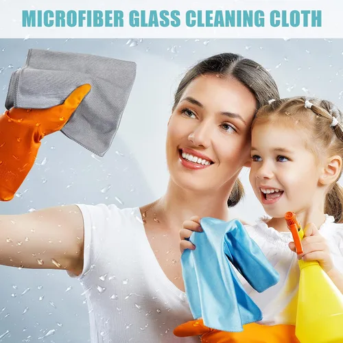 Vista 6 de Tatuo 18 paños de limpieza de vidrio de microfibra (16 x 16) paño de pulido, sin rayas, sin pelusas, limpia rápidamente ventanas, gafas, parabrisas