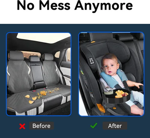 Vista 3 de Bandeja de asiento de automóvil para niños, bandeja de viaje con portavasos para bebé, asiento de automóvil para niños, organizador de aperitivos