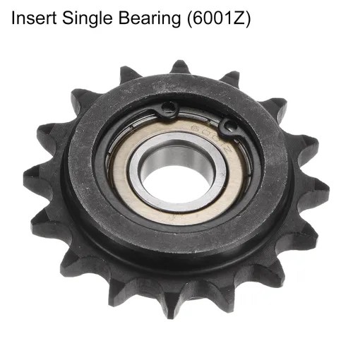 Vista 3 de uxcell Piñón tensor de cadena de rodillos DIN (ISO) 06B, diámetro de 0.472 in, paso de 3/8 pulgadas, piñón tensor de 16 dientes endurecido
