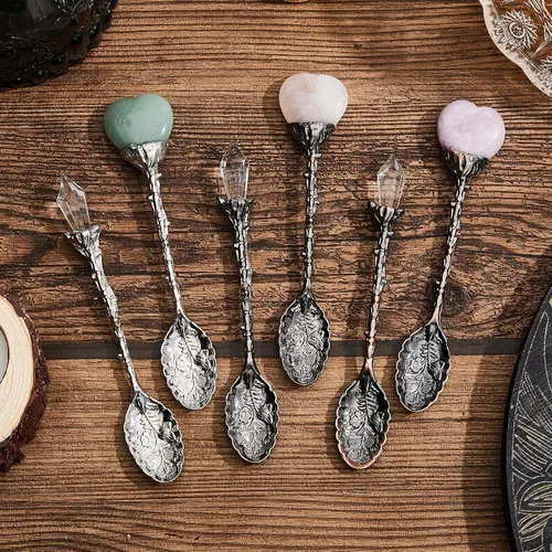 Vista 4 de 6 cucharas de té vintage, cucharas de aleación de cristal para té caliente, café, helado y más