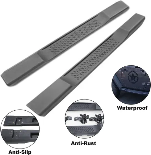 Vista 2 de Estribos compatibles con Jeep Wrangler JK Unlimited 2007-2018 de 2 puertas, barras Nerf con escalón lateral negro